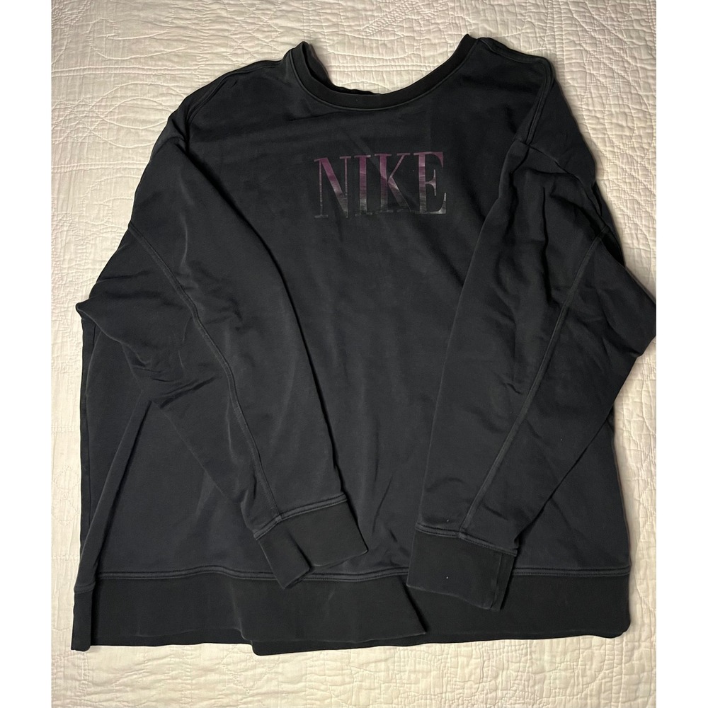 Nike Dri-FIT Sweatshirt Black Purple Gradient Logo Crew Neck Mens 3X Plus Size